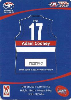2012 Team Zone AFL Team - Silver Code #118 Adam Cooney Back